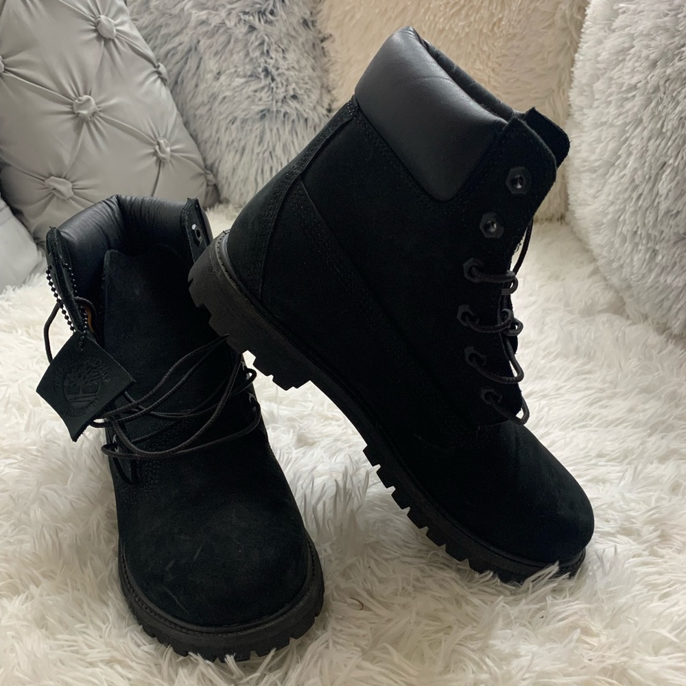 All black Timberland boots